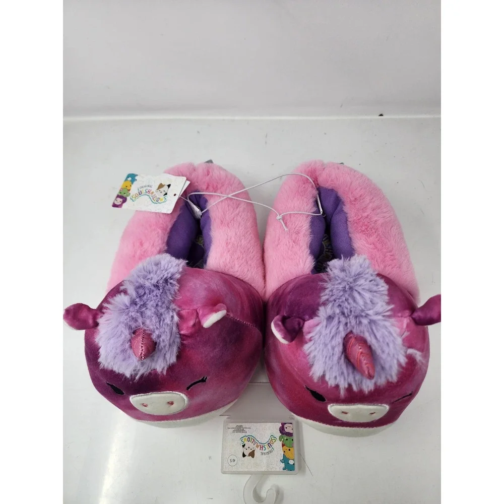 Squishmallows Girls Unicorn Plush Slipper Purple Poly Blend Size XL 4/5 Relaxed